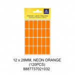 MAYSPIES MS-12X28MM COLOUR LABEL / 5 SHEETS/PKT / 120PCS / 12X28MM NEON ORANGE